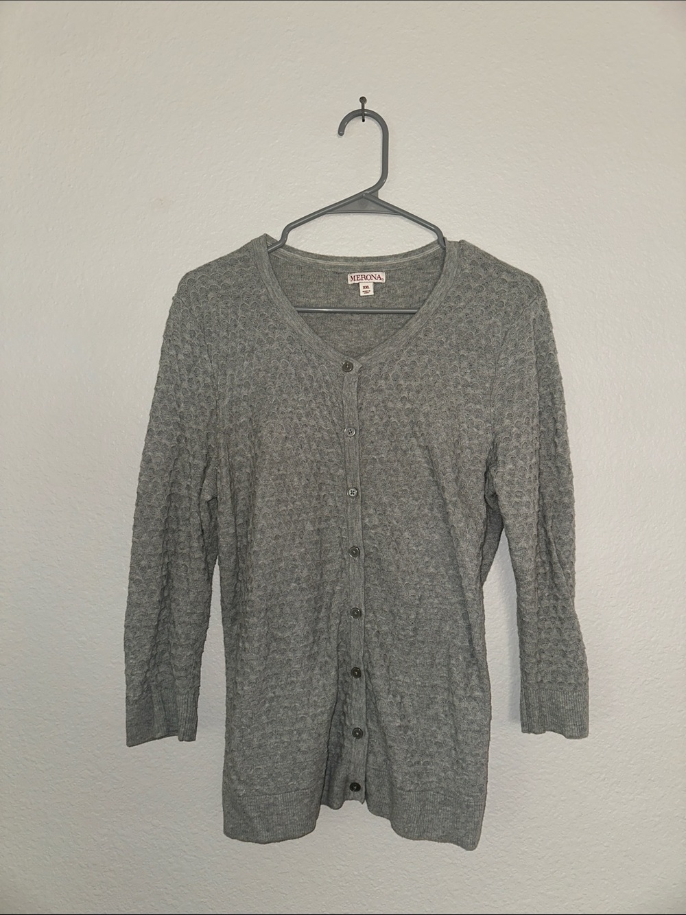 Merona Women’s Gray Textured Button Front Cardigan Size XXL